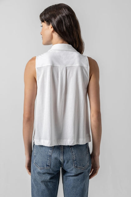 SLEEVELESS BUTTON DOWN (WHITE) - LILLA P