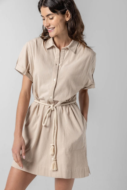 HALF PLACKET SHIRT DRESS - LILLA P