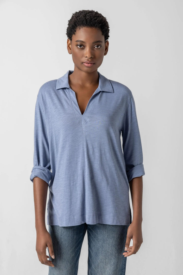 3/4 SLEEVE SPLIT NECK TUNIC - LILLA P