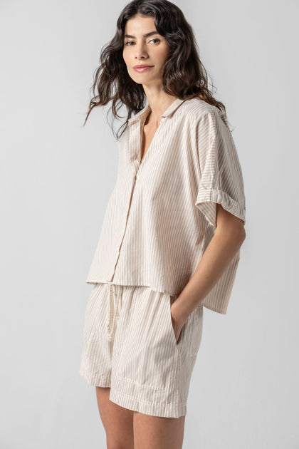 STRIPED BOXY BUTTON DOWN - LILLA P