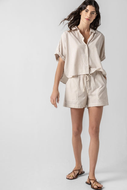 STRIPED BOXY BUTTON DOWN - LILLA P