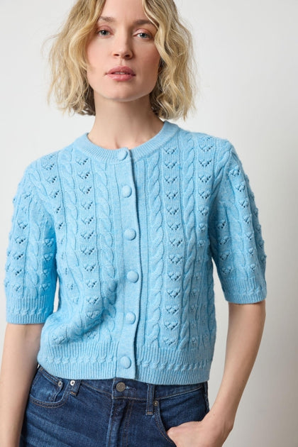 SHORT SLEEVE CARDIGAN SWEATER - LILLA P