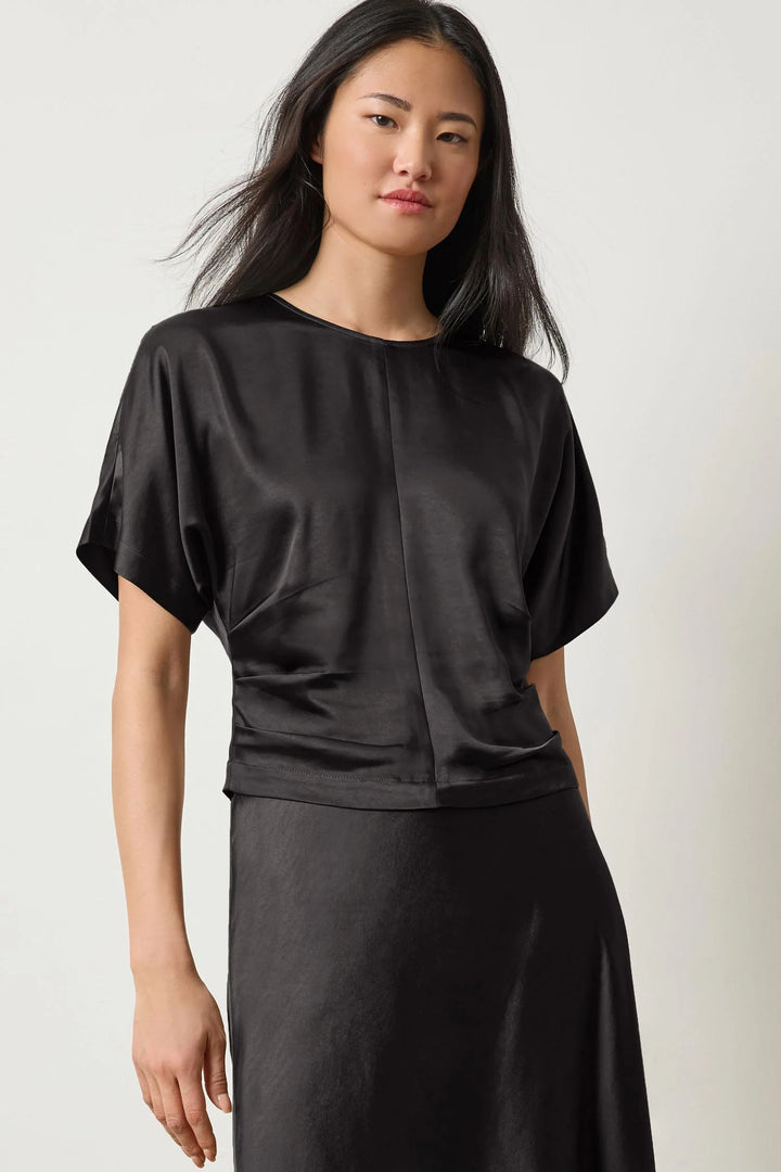 SATIN DOLMAN SHORT SLEEVE (BLACK) - LILLA P
