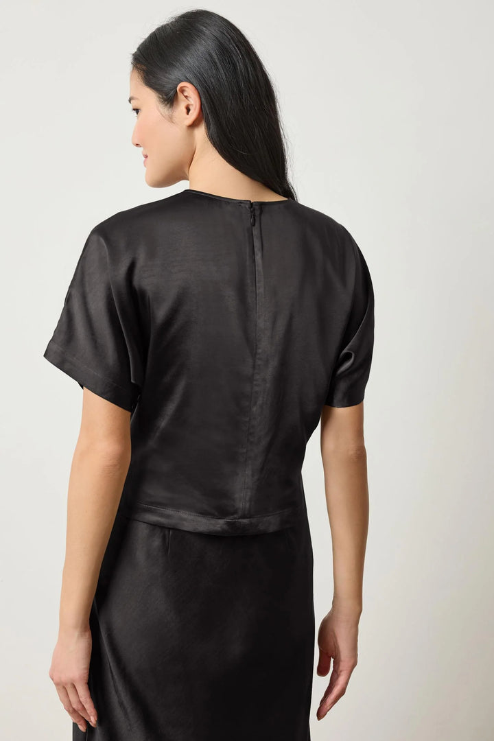 SATIN DOLMAN SHORT SLEEVE (BLACK) - LILLA P
