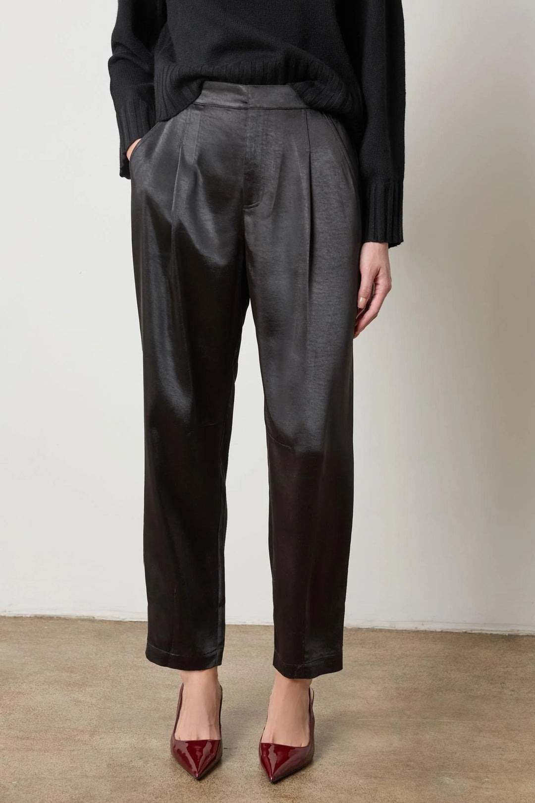 SATIN FLY FRONT PANT (BLACK) - LILLA P
