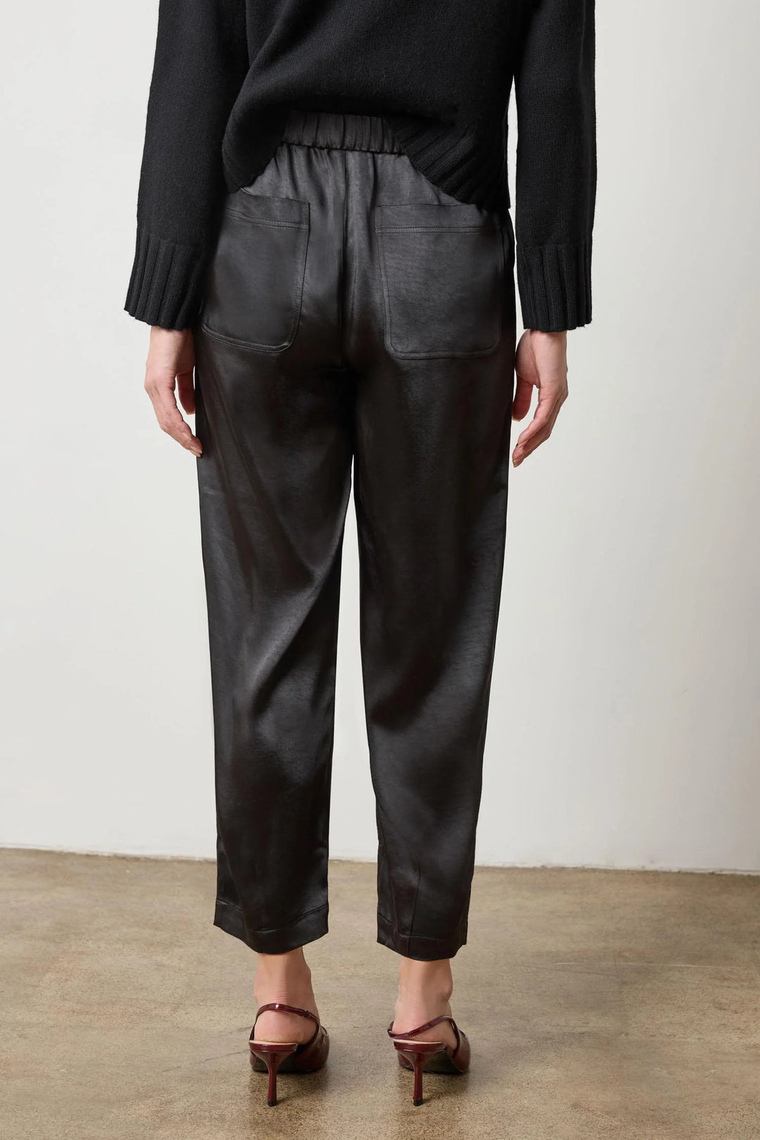 SATIN FLY FRONT PANT (BLACK) - LILLA P