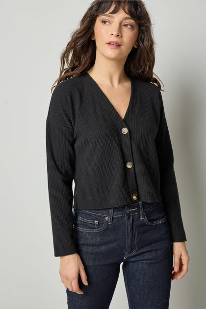 LONG SLEEVE CARDI (BLACK) - LILLA P