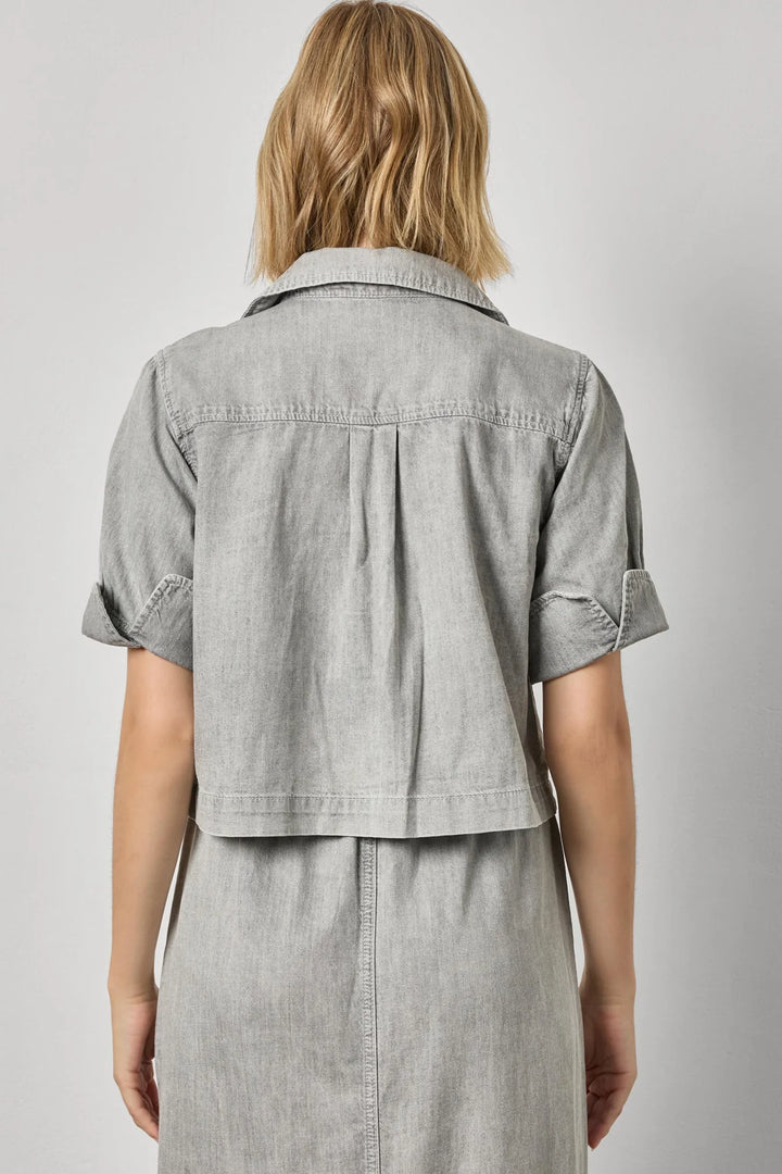 DENIM CUFFED SHIRT (GREY WASH) - LILLA P