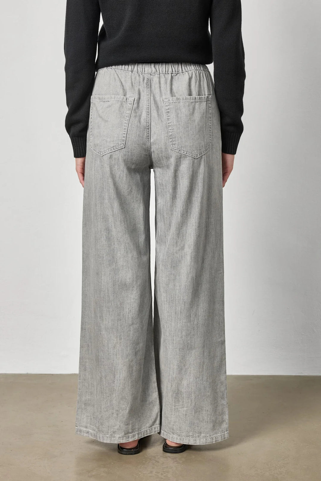 DENIM DRAWSTRING PANT (GREY WASH) - LILLA P