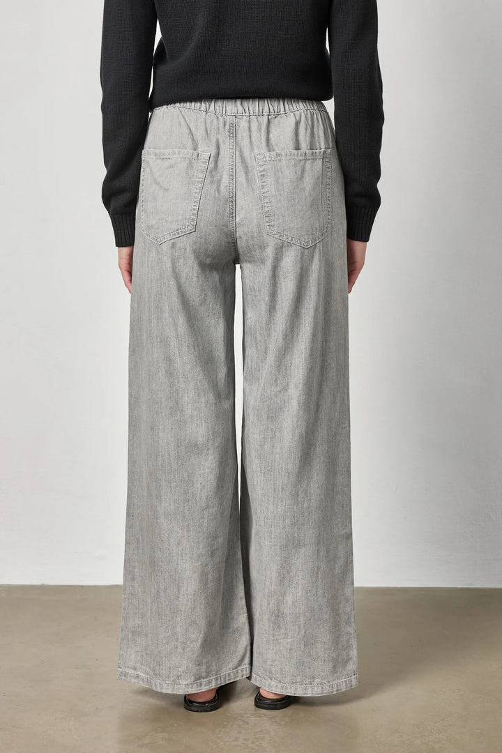 DENIM DRAWSTRING PANT (GREY WASH) - LILLA P