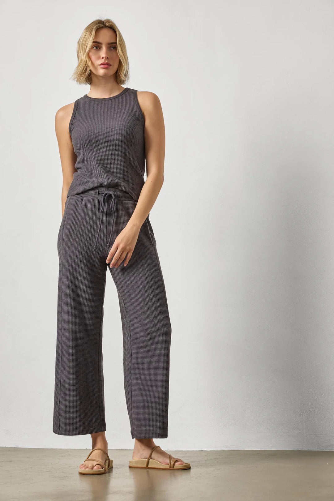 WAFFLE SIDE PANEL PANT (GRANITE) - LILLA P