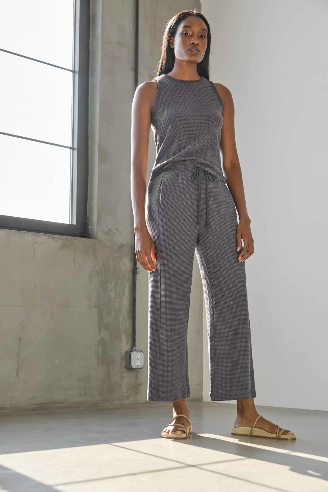 WAFFLE SIDE PANEL PANT (GRANITE) - LILLA P