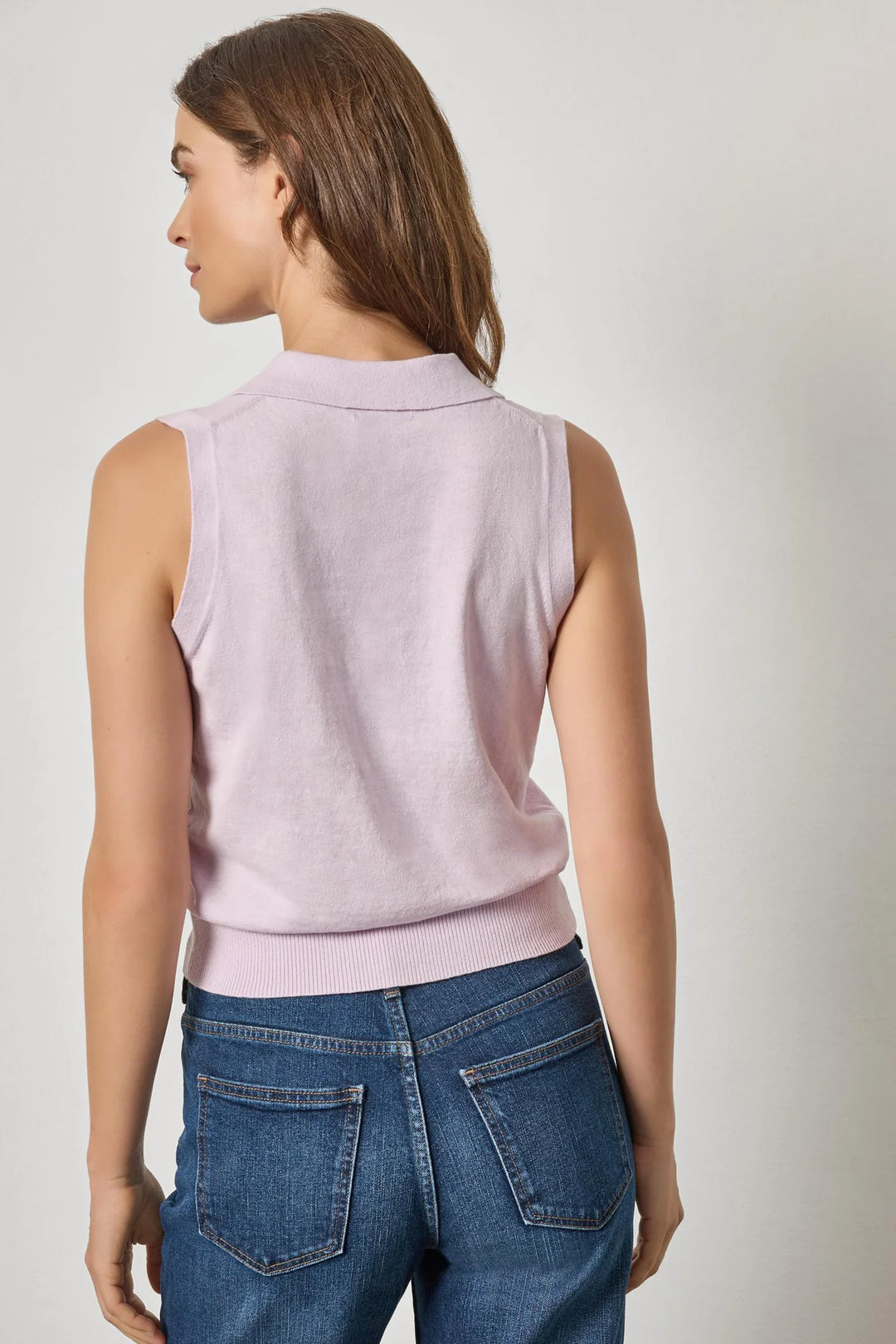 SLEEVELESS POLO SWEATER (WISTERIA) - LILLA P