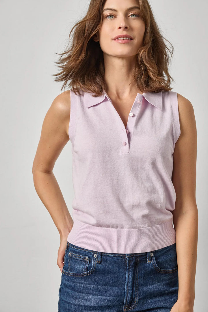 SLEEVELESS POLO SWEATER (WISTERIA) - LILLA P