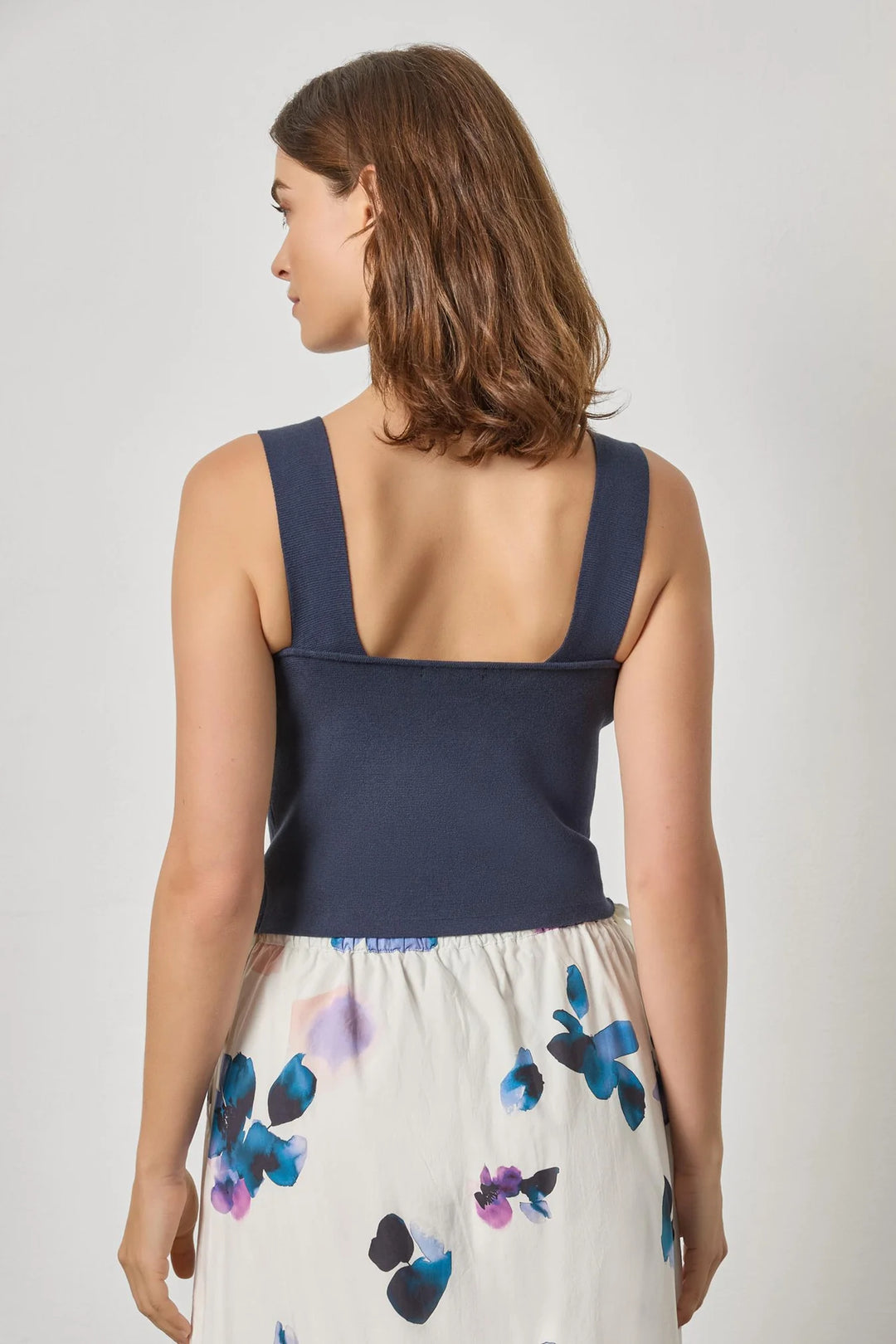 WIDE STRAP KNIT TANK (NAVY) - LILLA P