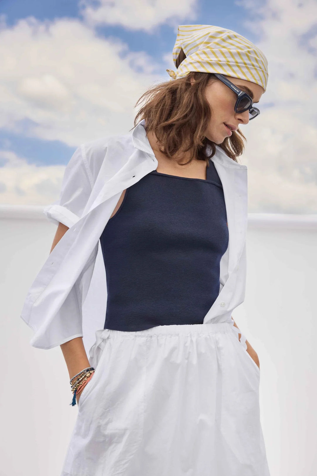 WIDE STRAP KNIT TANK (NAVY) - LILLA P