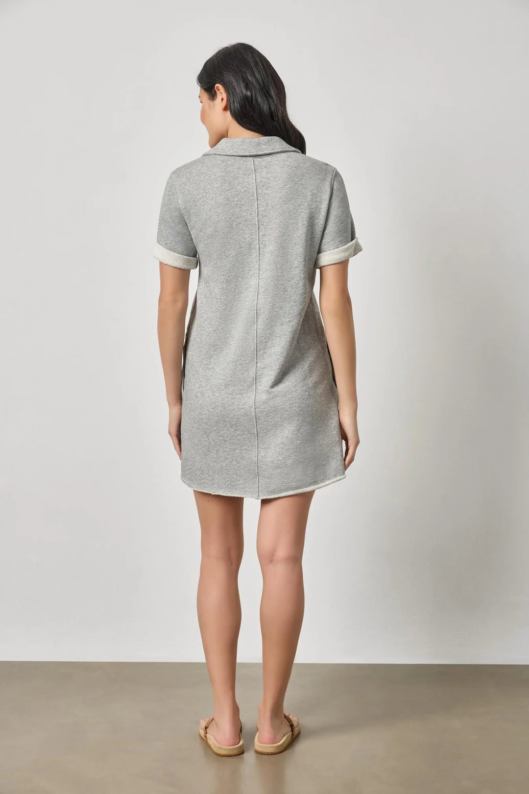 RAW HEM TERRY DRESS (HEATHER GREY) - LILLA P