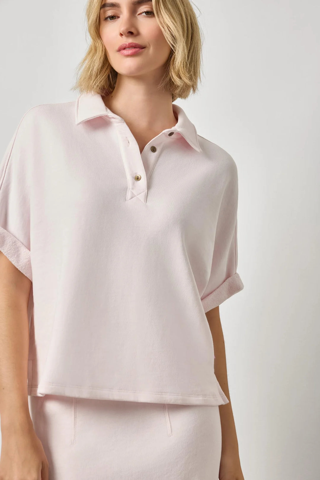 OVERSIZED TERRY POLO (ROSEWATER) - LILLA P