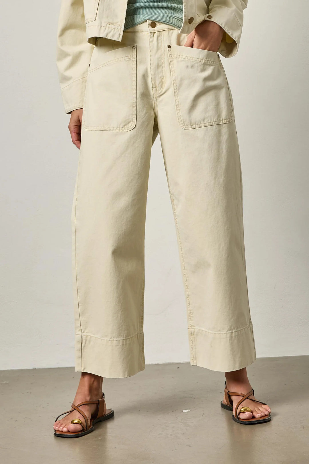 TWILL STRAIGHT LEG PANT (PARCHMENT) - LILLA P