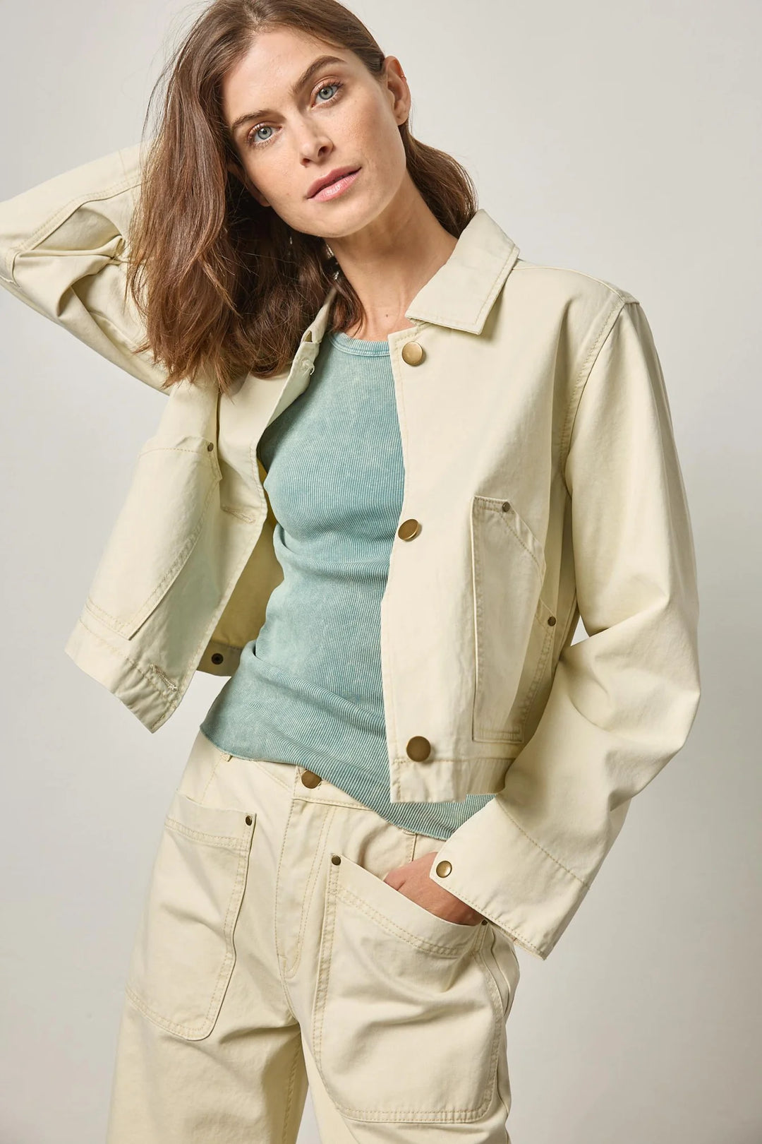 TWILL UTILITY JACKET (PARCHMENT) - LILLA P