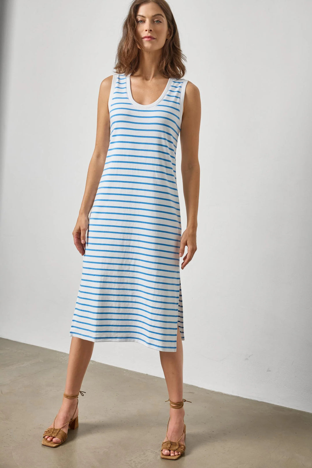 RIB STRIPE SIDE SLIT TANK DRESS (REGATTA STRIPE) - LILLA P