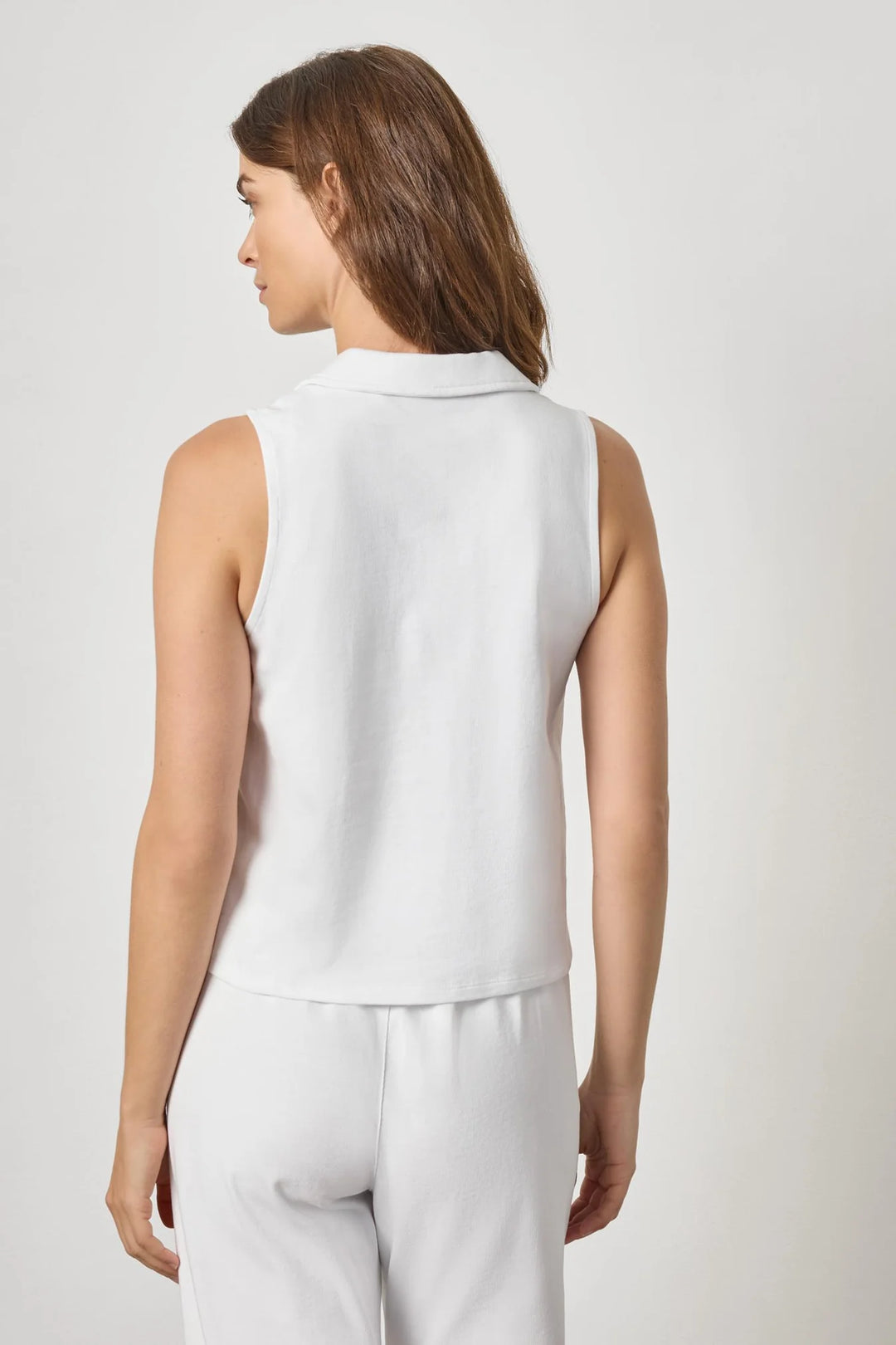 SLEEVELESS COLLARED TOP (WHITE) - LILLA P