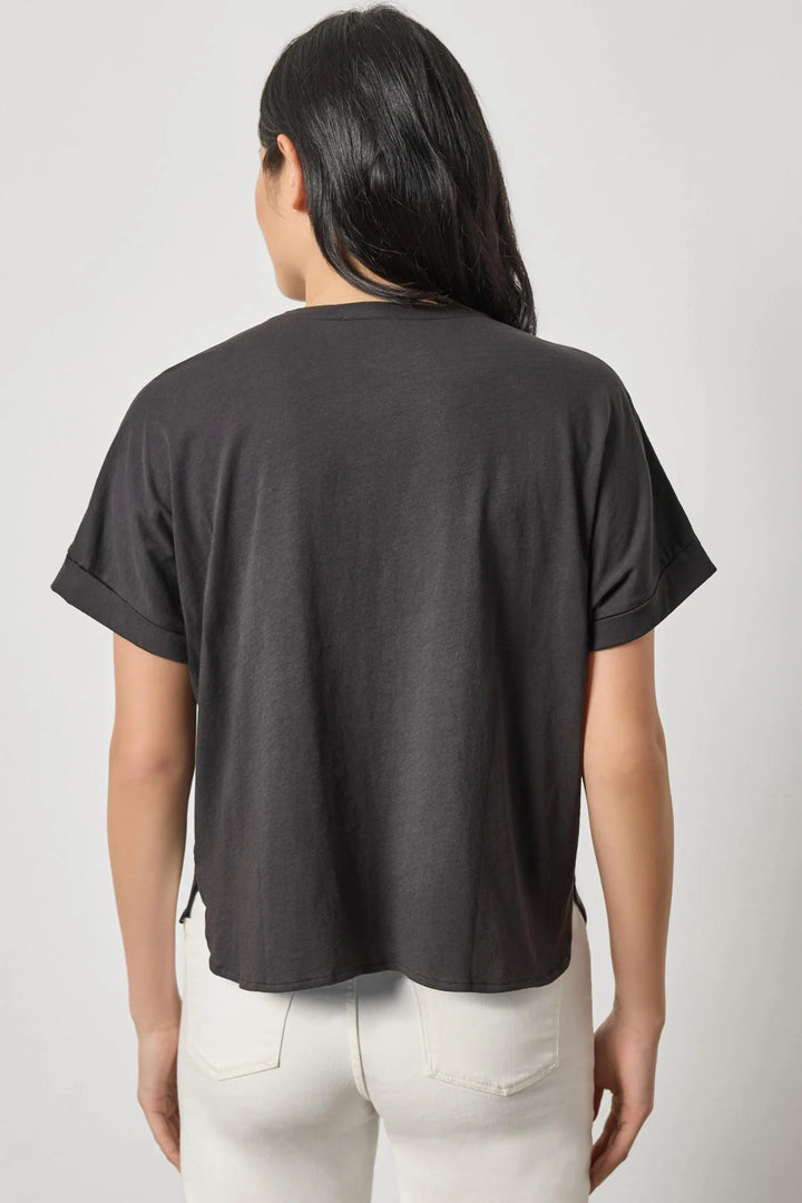 CUFFED SLEEVE DOLMAN BUTTON DOWN (BLACK) - LILLA P