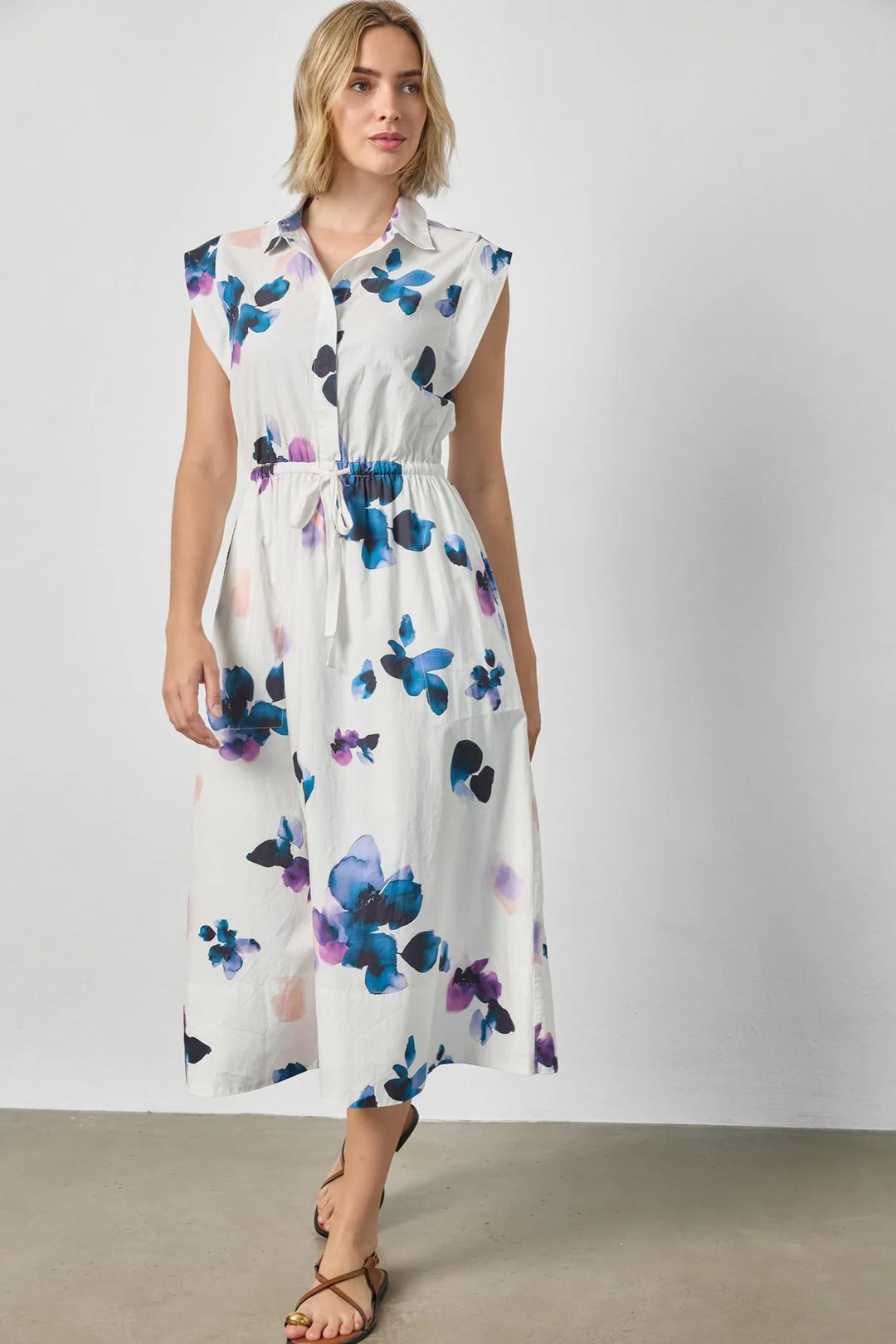 GUSSET SLEEVE MAXI DRESS (ORCHID PRINT) - LILLA P
