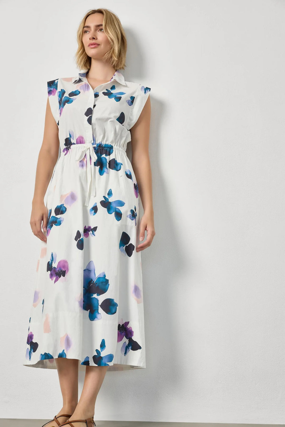 GUSSET SLEEVE MAXI DRESS (ORCHID PRINT) - LILLA P