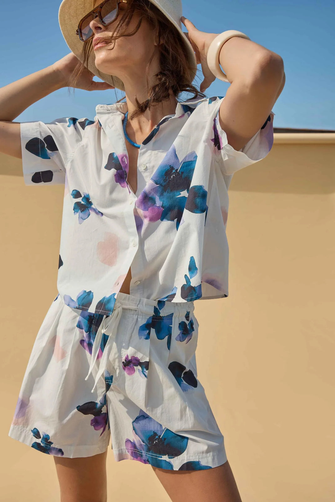 FOLDED SLEEVE BUTTON DOWN (ORCHID PRINT) - LILLA P
