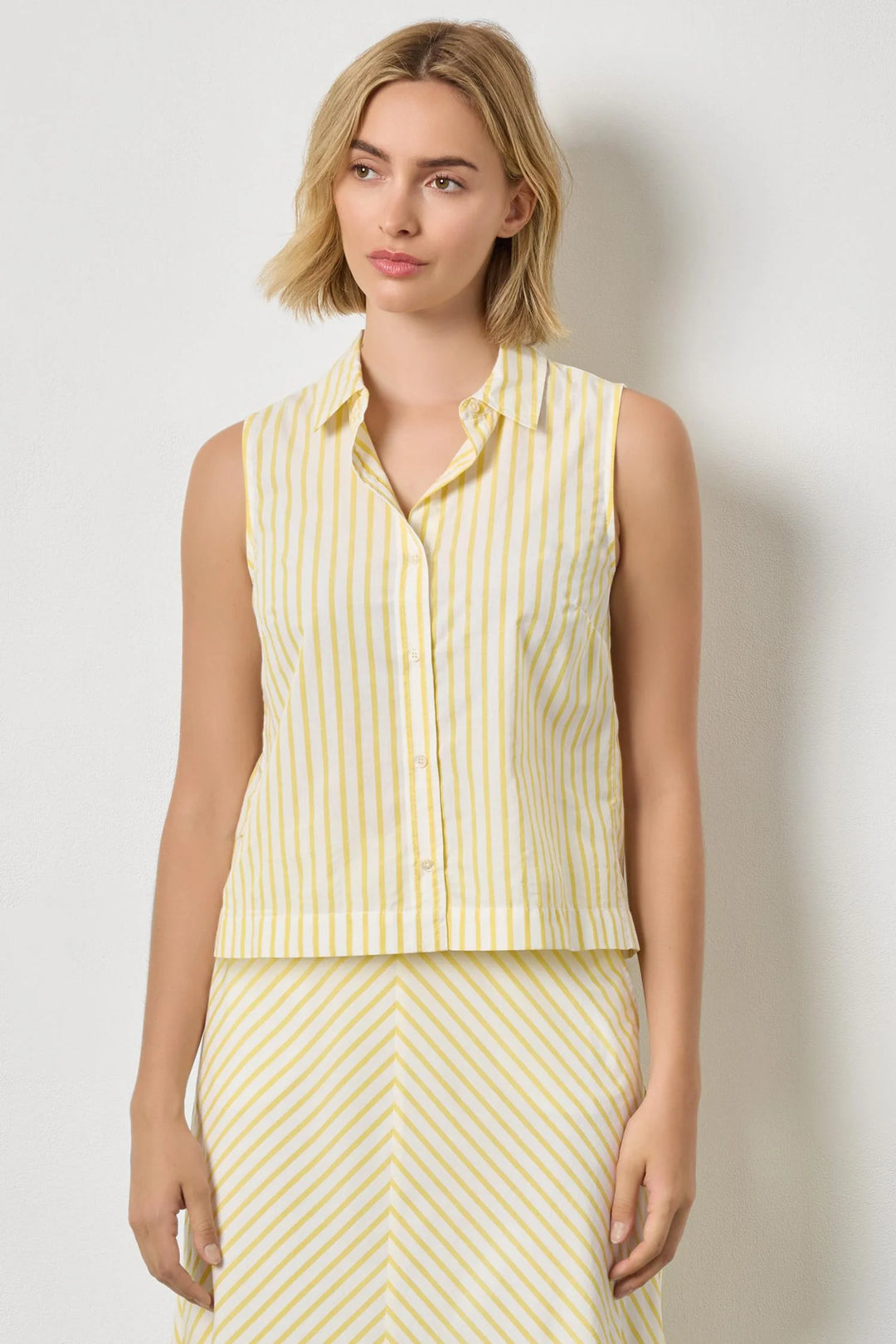 STRIPED SLEEVELESS SHIRT (SUNFLOWER STRIPE) - LILLA P