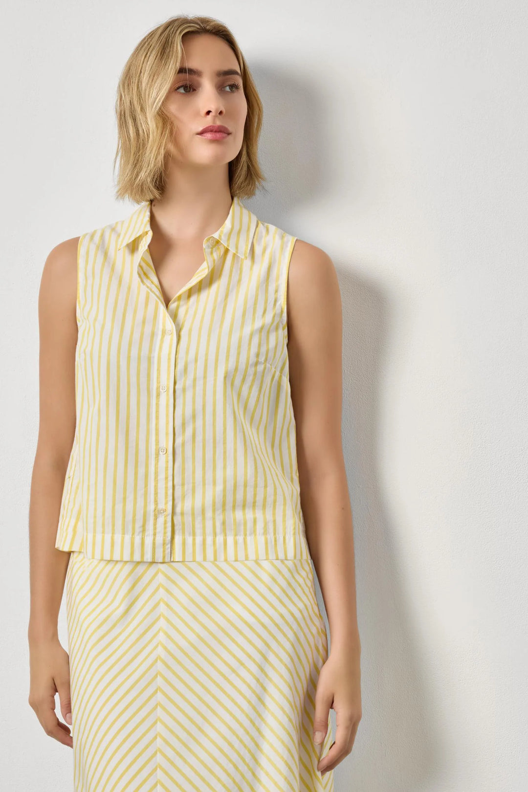 STRIPED SLEEVELESS SHIRT (SUNFLOWER STRIPE) - LILLA P