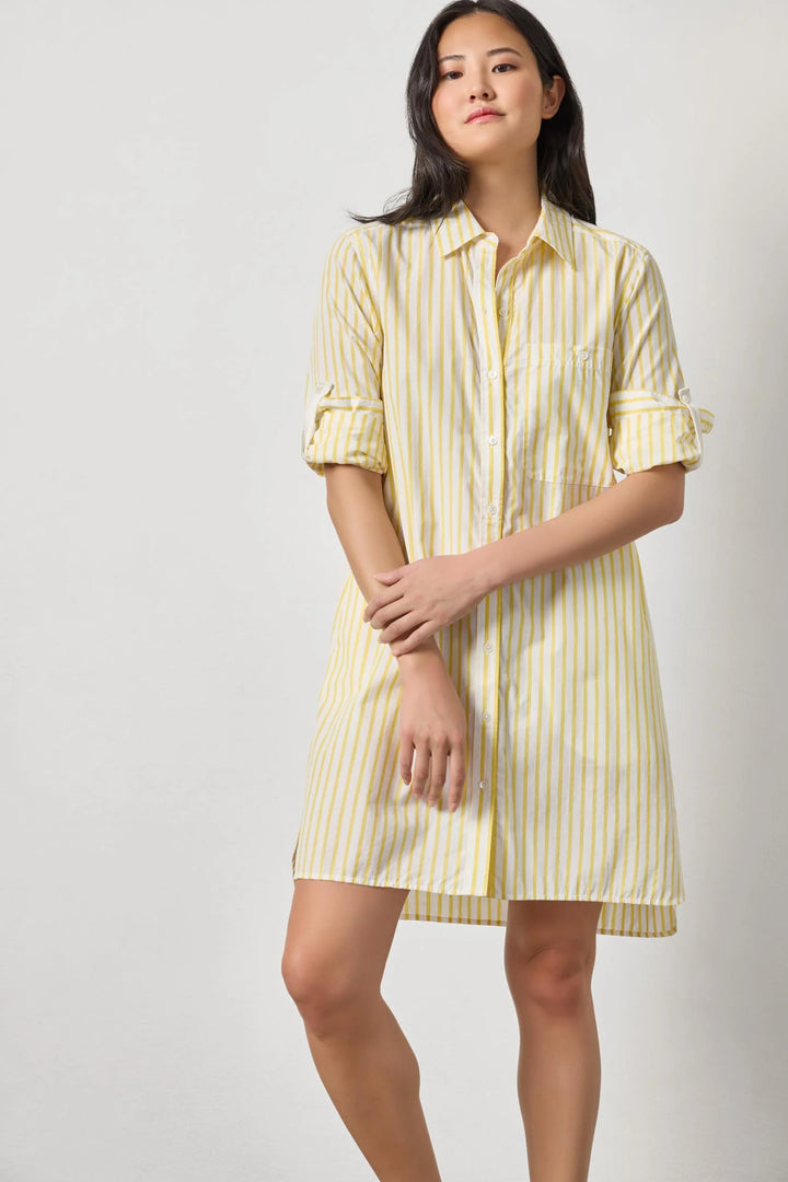 STRIPED SHIRT DRESS (SUNFLOWER STRIPE) - LILLA P