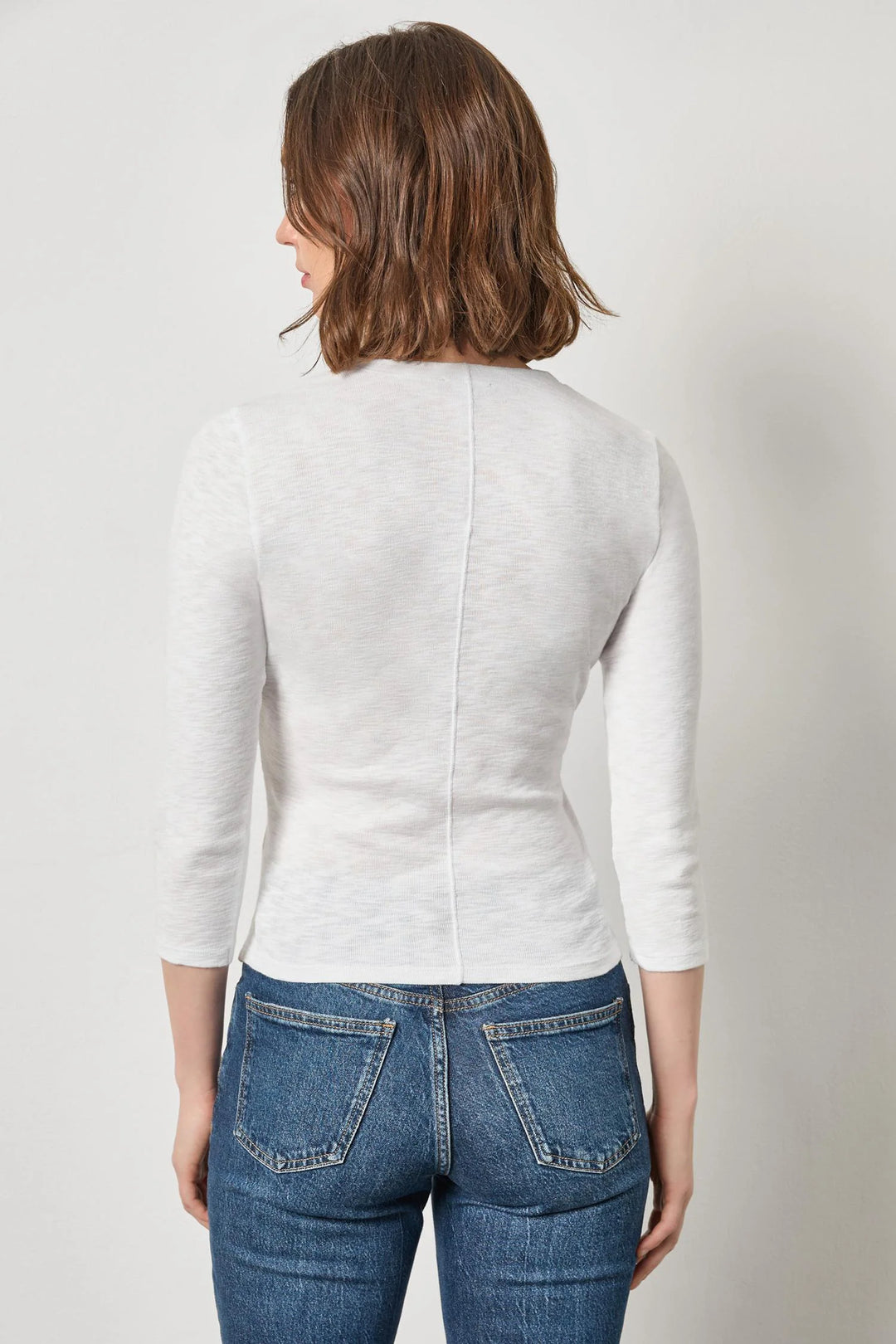RIBBED SLUB 3/4 SLEEVE SURPLICE (WHITE) - LILLA P
