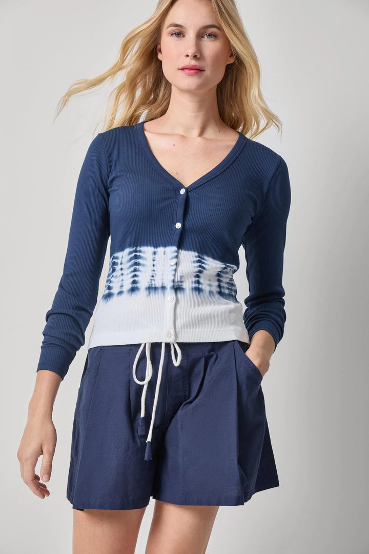 BAMBOO DYE V-NECK CARDIGAN (NAVY DYE) - LILLA P