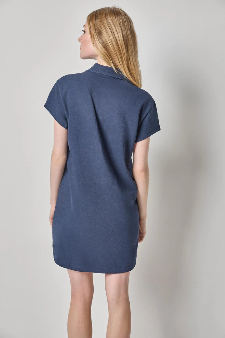 TEXTURED TERRY TUNIC DRESS (NAVY) - LILLA P
