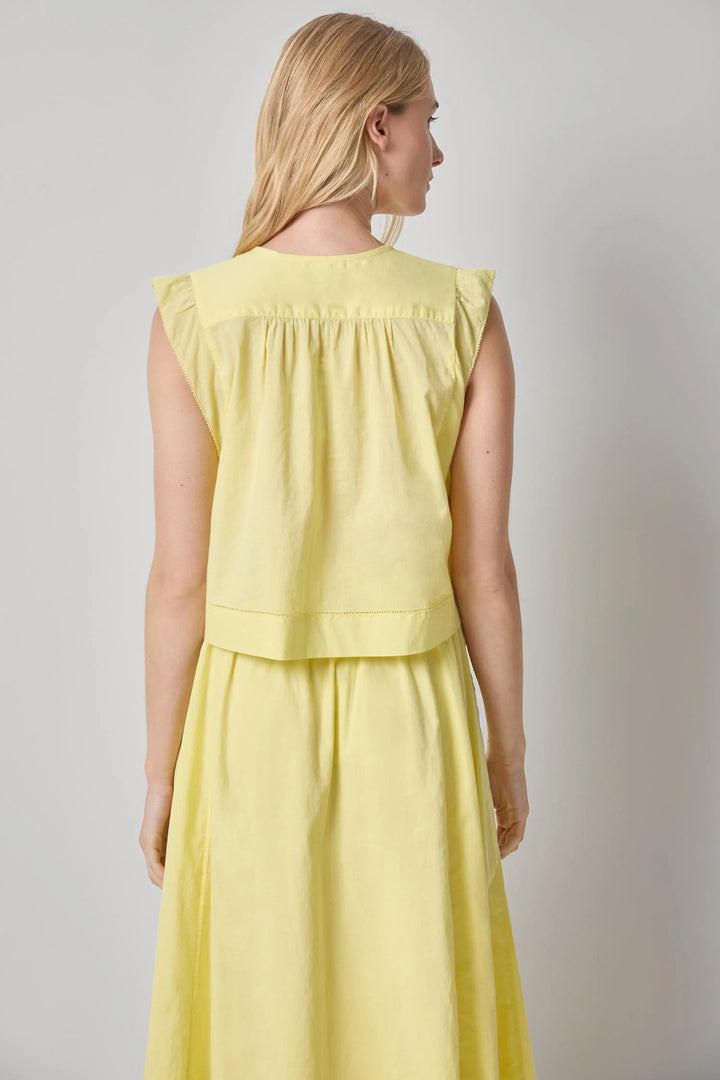 SMOCKED SHOULDER V-NECK (LEMON) - LILLA P