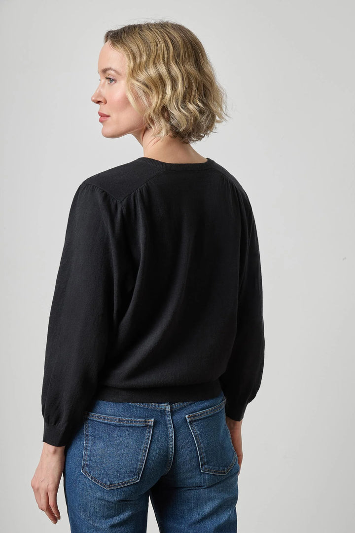 V-NECK BLOUSON SWEATER (BLACK) - LILLA P