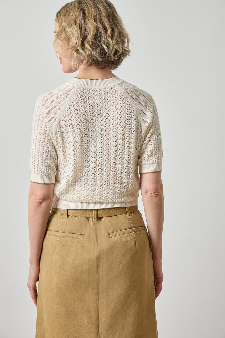 MIXED STITCH CREWNECK SWEATER (IVORY) - LILLA P