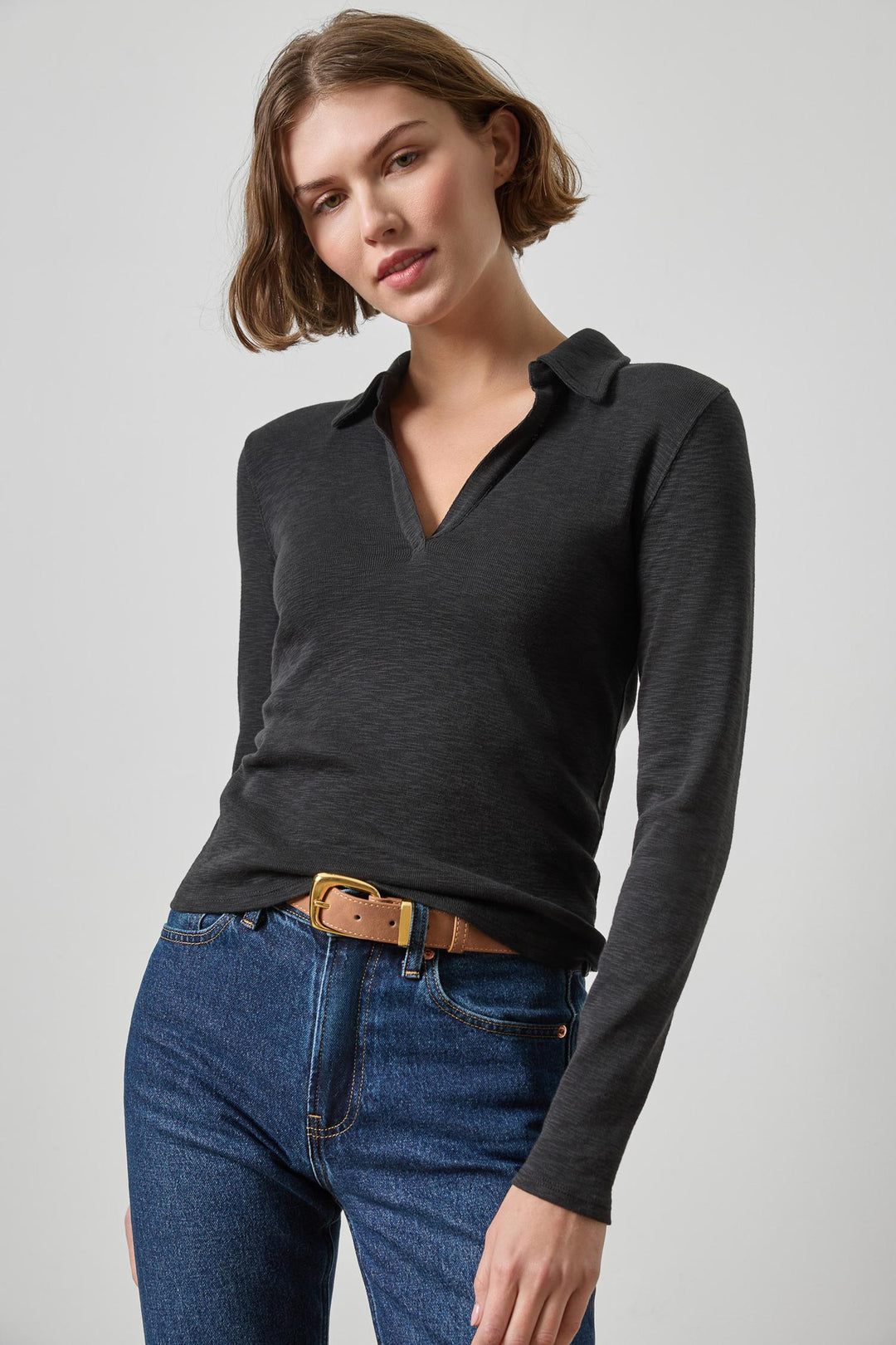 LONG SLEEVE POLO NECK TOP (BLACK) - LILLA P
