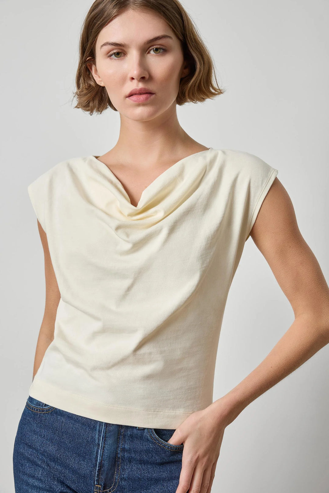 DRAPE NECK WEDGE TOP (ROPE) - LILLA P