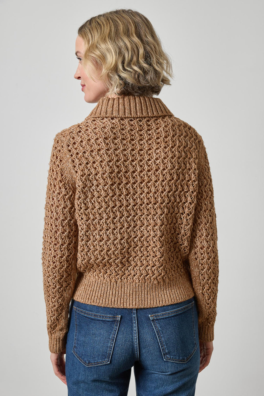 TEXTURED POLO SWEATER (HAZELNUT) - LILLA P