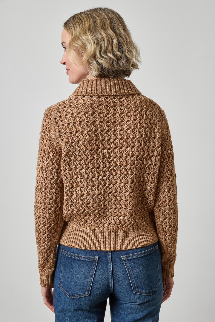 TEXTURED POLO SWEATER (HAZELNUT) - LILLA P