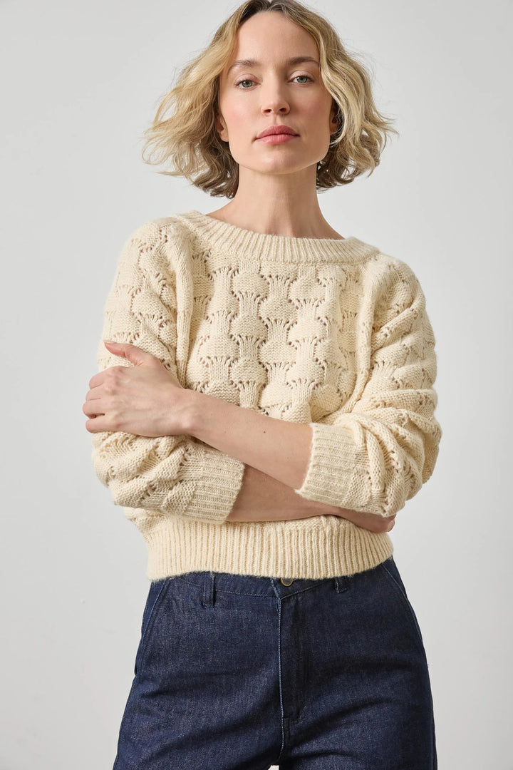 LONG SLEEVE BALLET NECK SWEATER (WINTER WHITE) - LILLA P