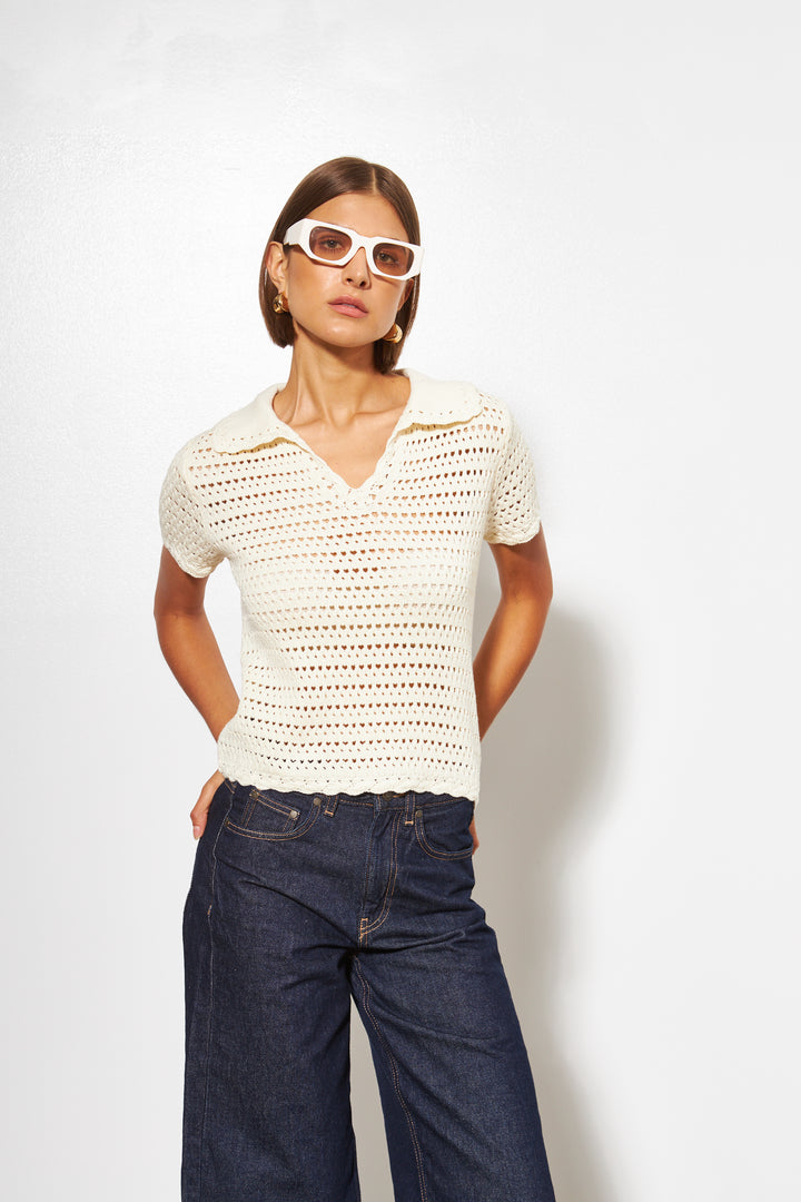 PAISLEY HEART KNIT TOP (SAND DOLLAR) - LINE