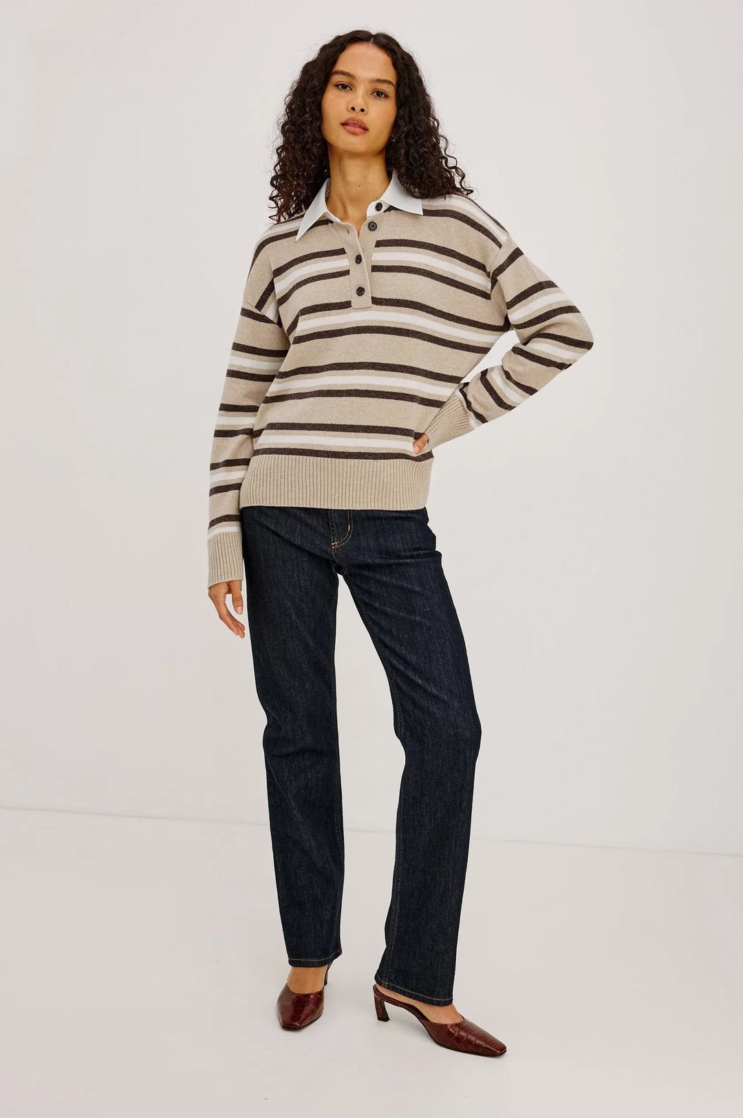 PAXTON RUGBY SWEATER (HEATHER OAT STRIPE) - RAILS
