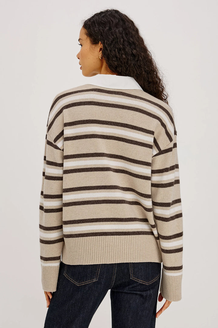 PAXTON RUGBY SWEATER (HEATHER OAT STRIPE) - RAILS