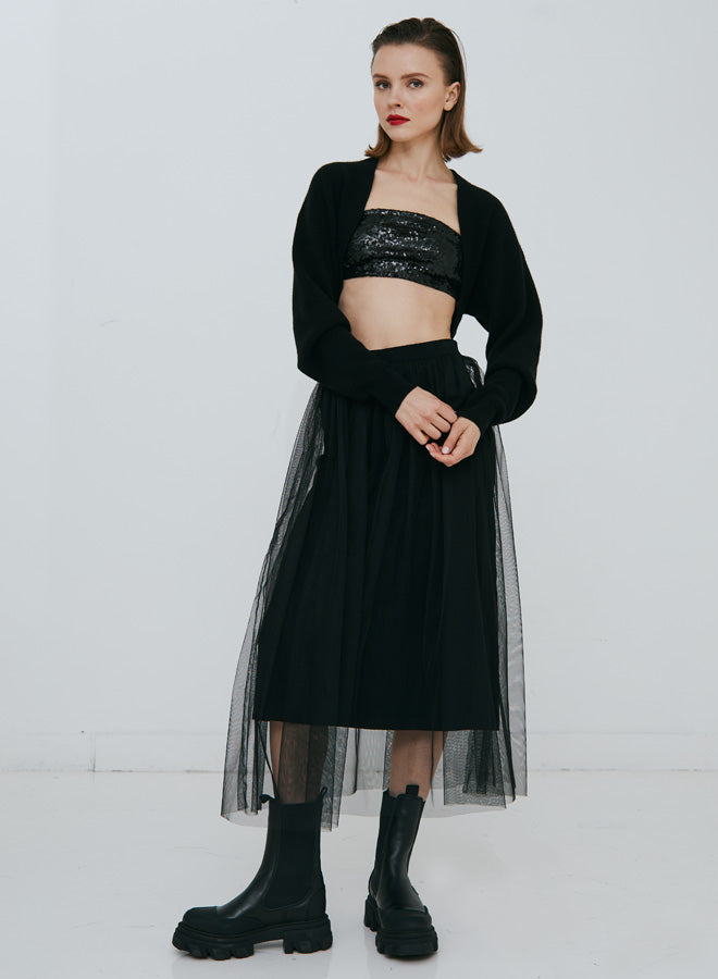 GATHERED SKIRT WITH TULLE - AUTUMN CASHMERE