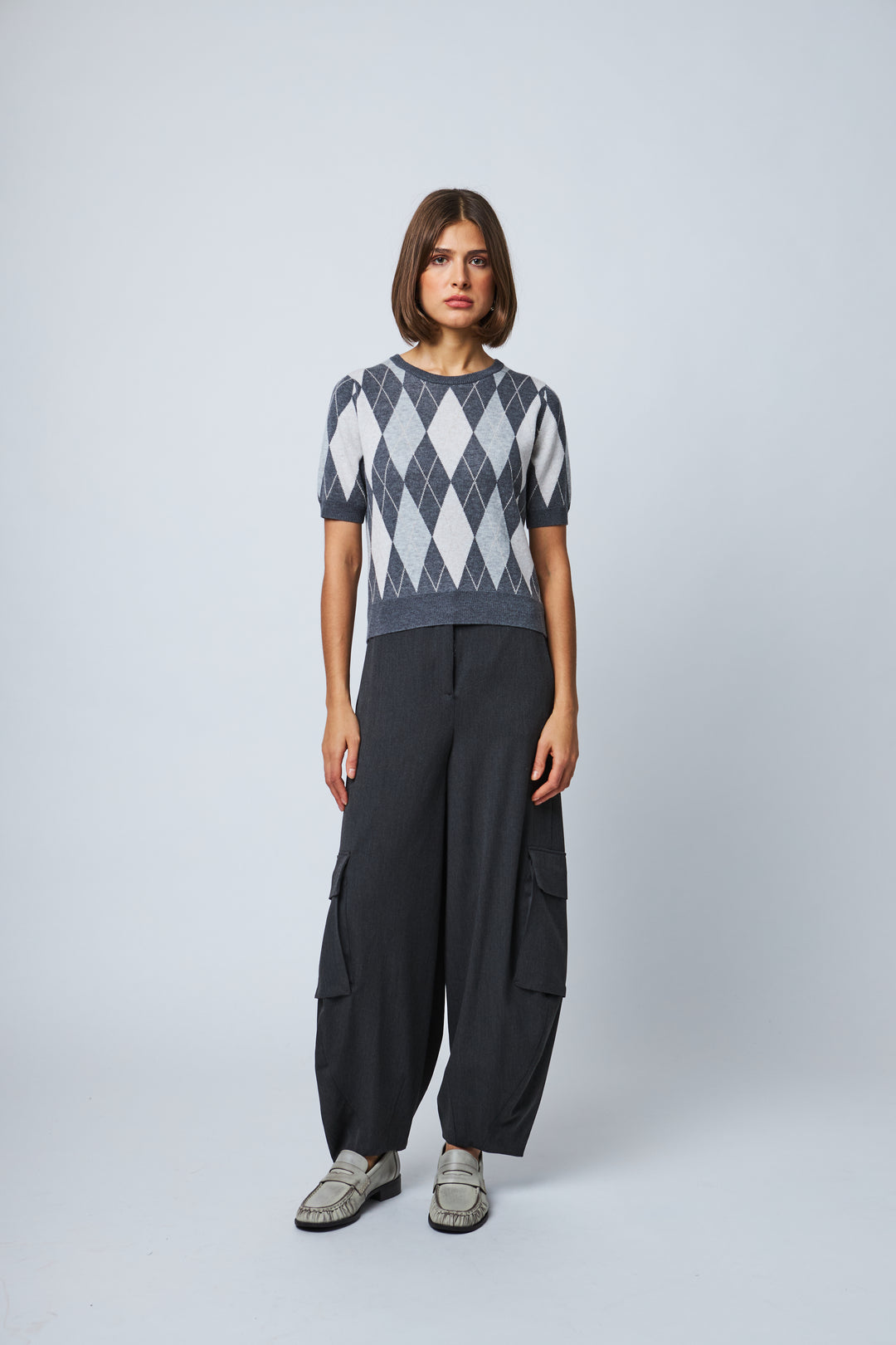 PEARL SHORT SLEEVE SWEATER (GRAPHITE DIAMOND) - LINE