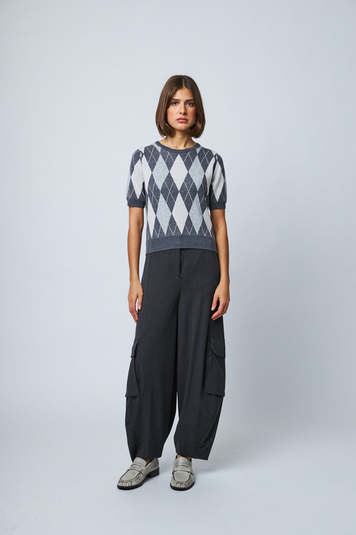 PEARL SHORT SLEEVE SWEATER (GRAPHITE DIAMOND) - LINE